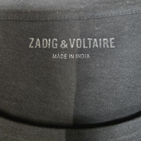 Zadig & Voltaire Long Sleeve Tee Axy Lace Black Embroidered Eagle Womens Medium - Picture 4 of 8